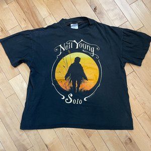 Vintage 1992 Brockum Neil Young Solo Harvest Moon Black Concert T-Shirt